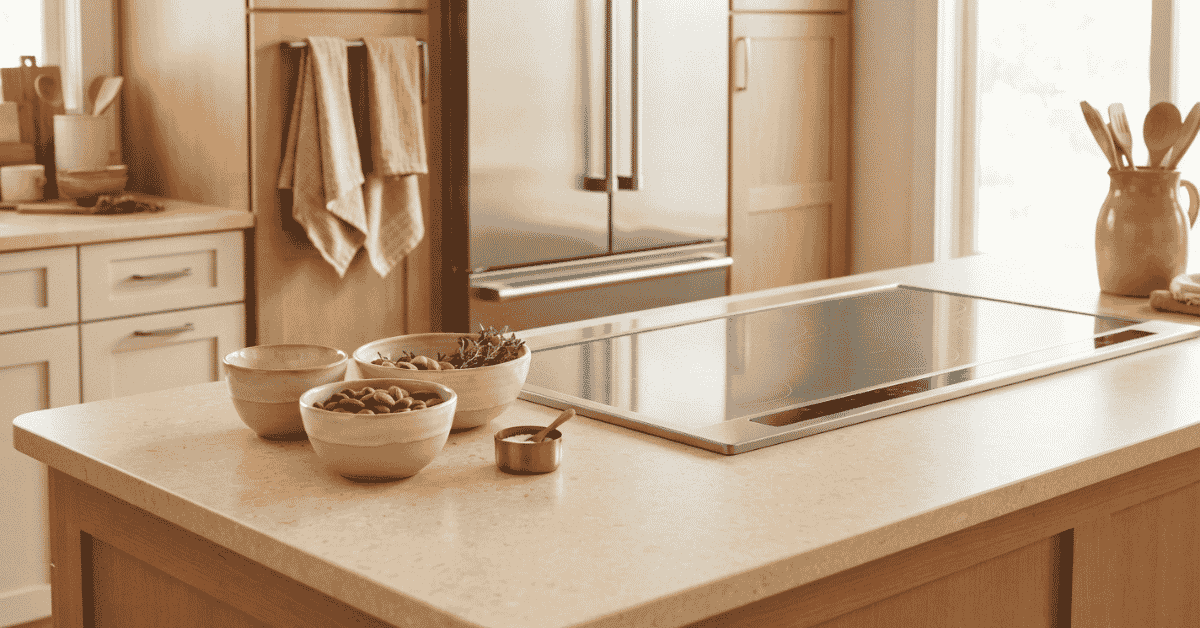 Almond Tones Outshine Cold Stainless Steel